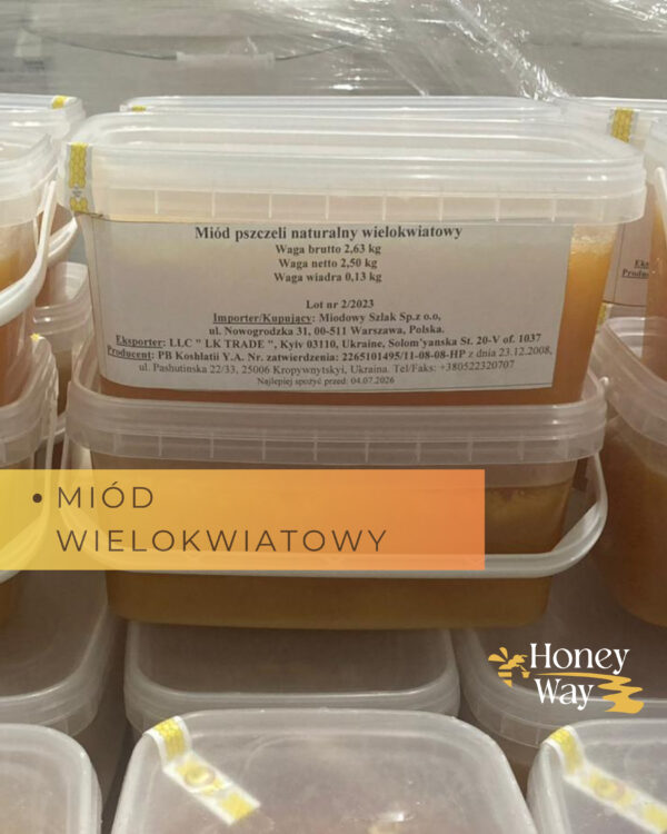 Miód pszczeli naturalny wielokwiatowy - 2.5 kg - obrazek 2