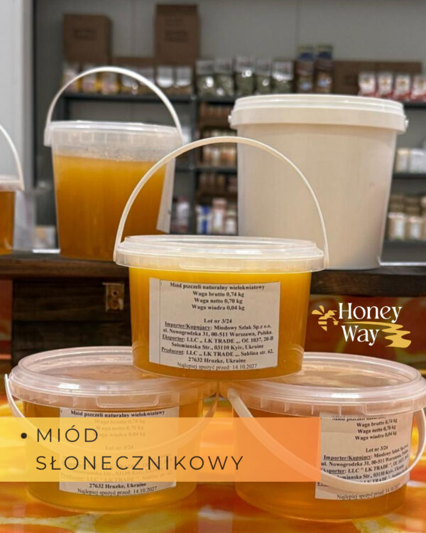 Słonecznikowy miód pszczeli nektarowy - 700 g