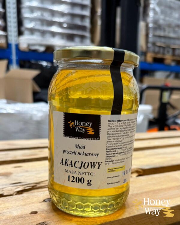 Miód akacjowy pszczeli naturalny nektarowy - słoik 1,2 kg