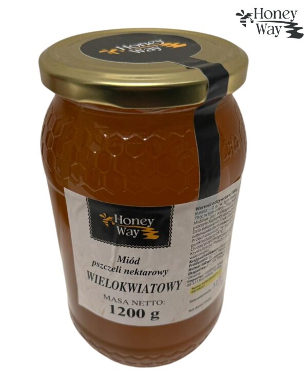 Miód wielokwiatowy NATURALNY pszczeli nektarowy słoik 1,2 kg